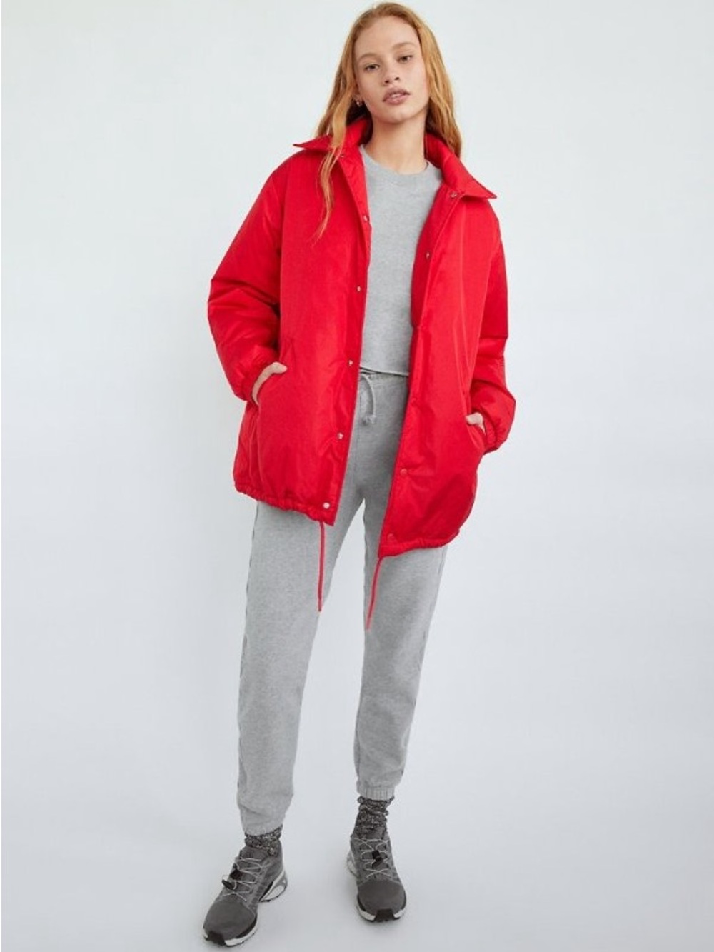 TNA Oversized Red Varsity Jacket